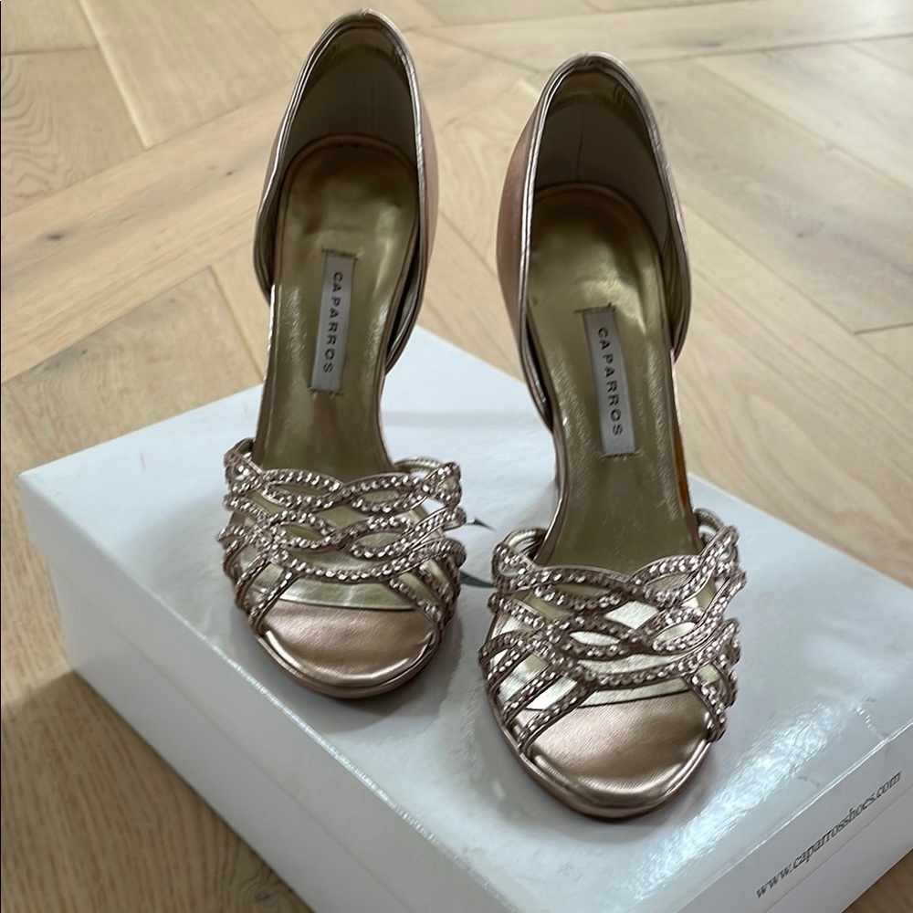 Caparros Rose Gold Peep-Toe Heels
